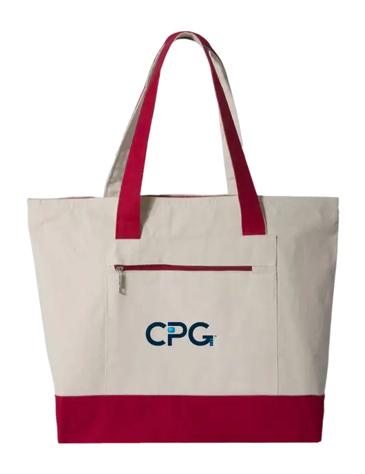 Natural/Red Zippered Tote  w/CPG Logo