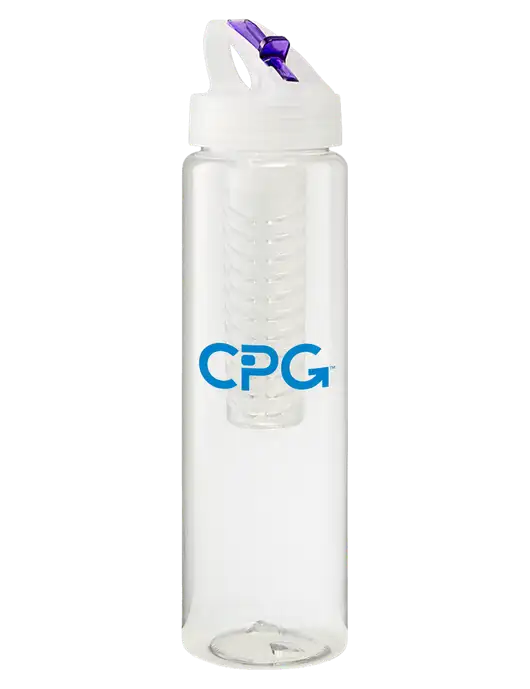 Buddy Infuser Purple 32 oz PET Bottle with Flip Lid w/CPG Logo