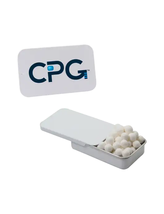 Signature Peppermints In White Slider Tin w/CPG Logo