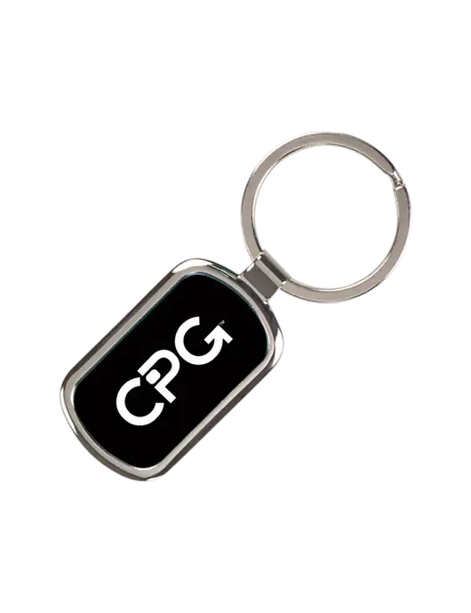 Black Laserable Rectangle Keychain w/CPG Logo