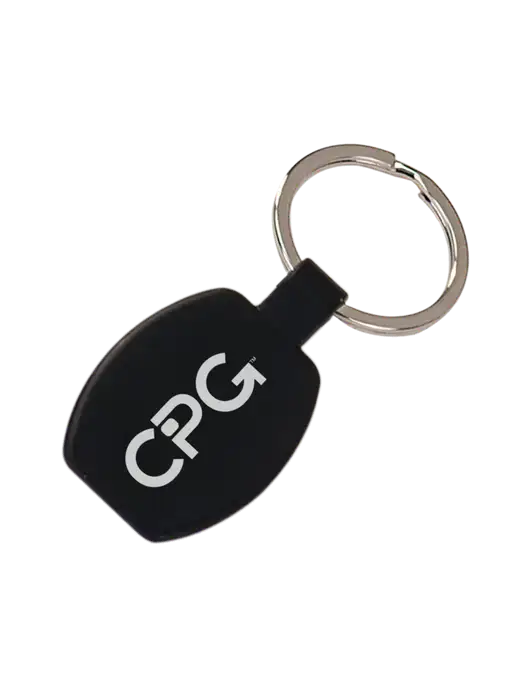 Black Laserable Rounded Rectangle Keychain w/CPG Logo