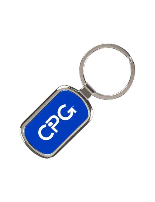 Sapphire Laserable Rectangle Keychain w/CPG Logo