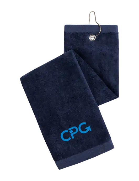 Navy Tri-Fold Golf Towel with Grommet w/CPG Logo
