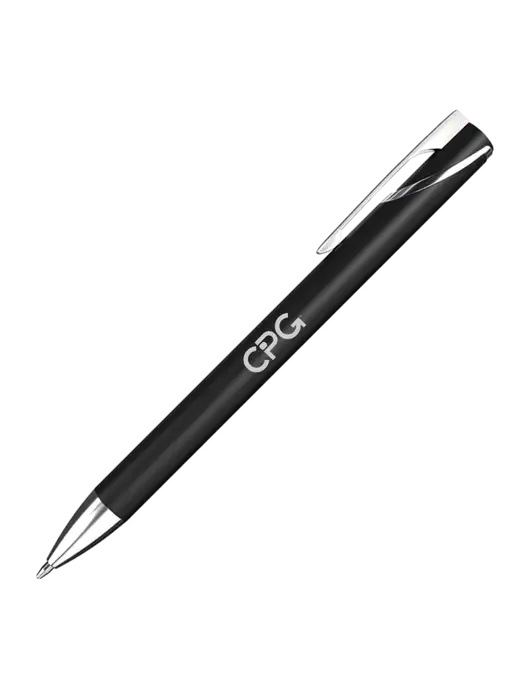 Black/Chrome HyperNova Ballpoint Pen - Black Ink w/CPG Logo