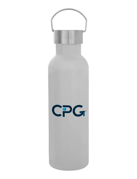 28 oz White Bubbli Stainless Steel Bottle w/CPG Logo
