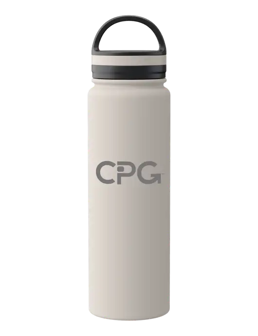 34oz Wide Mouth Stainless Steel Light Taupe Bottle w/CPG Logo