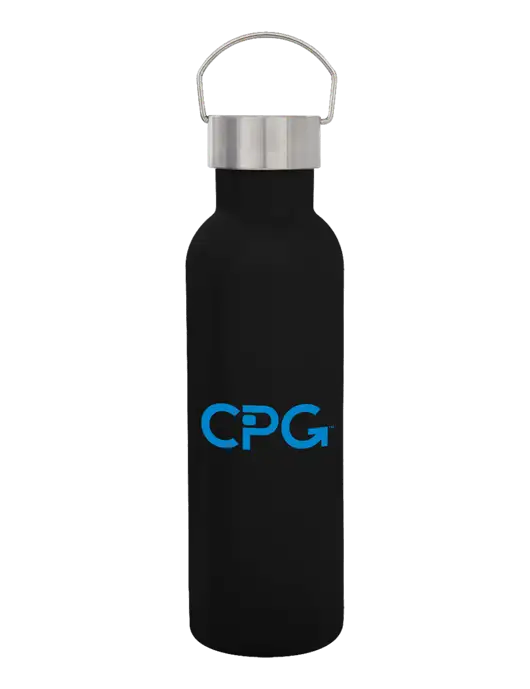 28 oz Black Bubbli Stainless Steel Bottle w/CPG Logo