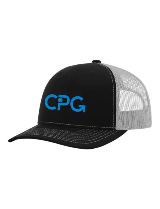 Richardson Adjustable Snapback Original 112 Trucker Cap Black w/White Mesh w/CPG Logo
