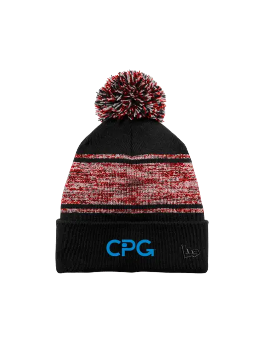 New Era Black/Red Knit Chilled Pom Beanie w/CPG Logo