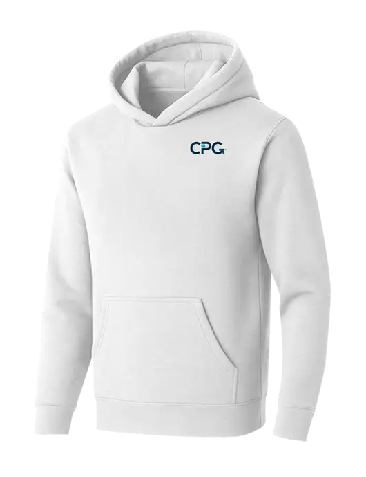 BELLA+CANVAS White Sponge Fleece Pullover Hoodie w/CPG Logo
