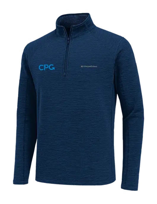 Vineyard Vines Dark Navy Heather Sankaty Quarter-Zip Pullover
 w/CPG Logo