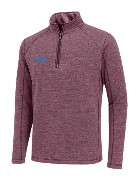 Vineyard Vines Heather Soft Maroon Sankaty Quarter-Zip Pullover
 w/CPG Logo