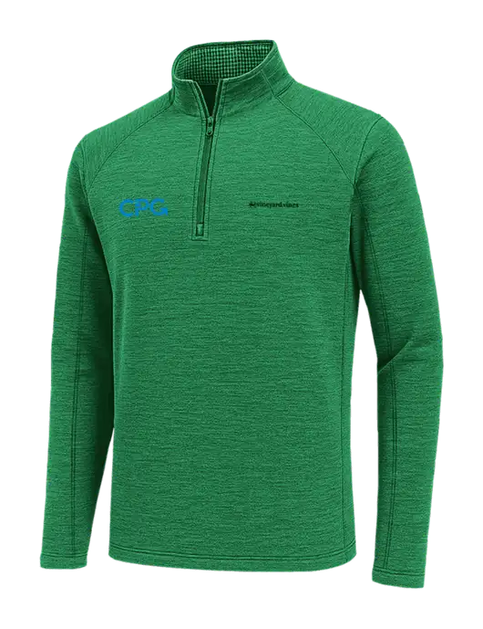 Vineyard Vines Heather Kelly Green Sankaty Quarter-Zip Pullover
 w/CPG Logo