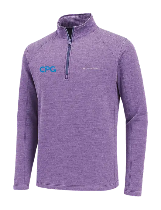 Vineyard Vines Heather Light Purple Sankaty Quarter-Zip Pullover
 w/CPG Logo