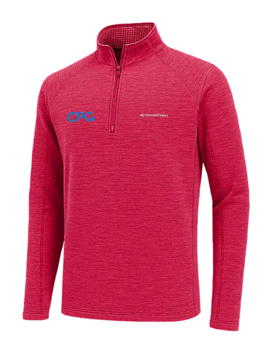 Vineyard Vines Heather Red Sankaty Quarter-Zip Pullover
 w/CPG Logo