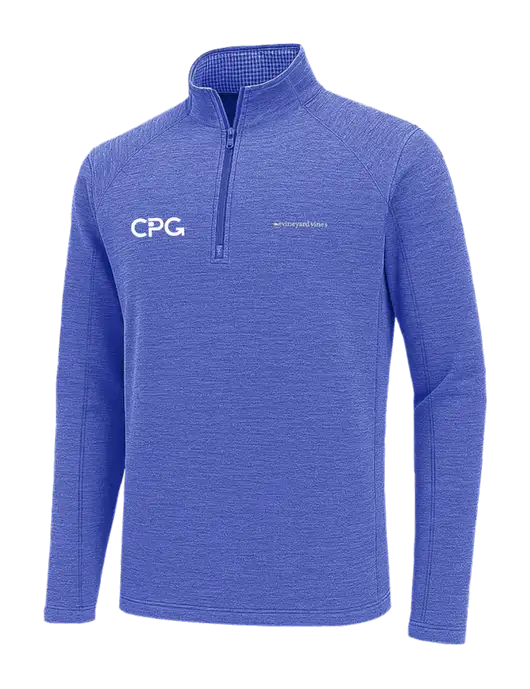Vineyard Vines Light Royal Heather Sankaty Quarter-Zip Pullover
 w/CPG Logo