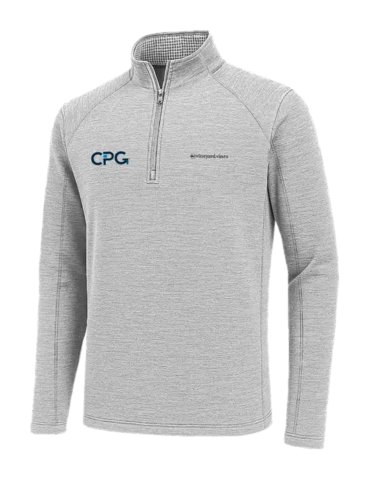 Vineyard Vines Light Grey Hather Sankaty Quarter-Zip Pullover
 w/CPG Logo