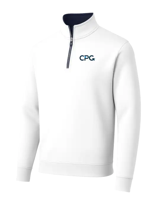 Fairway & Greene Caves Quarter-Zip Tech White Pullover w/CPG Logo
