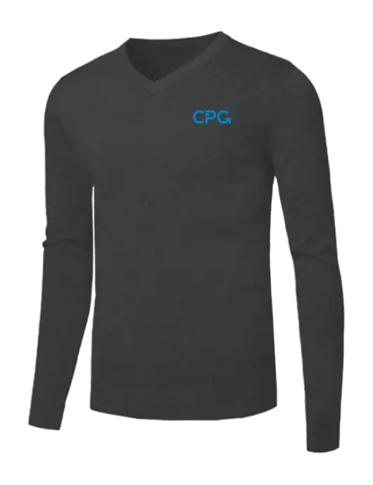 Brooks Brothers Medium Grey Heather Washable Merino V-Neck Sweater w/CPG Logo