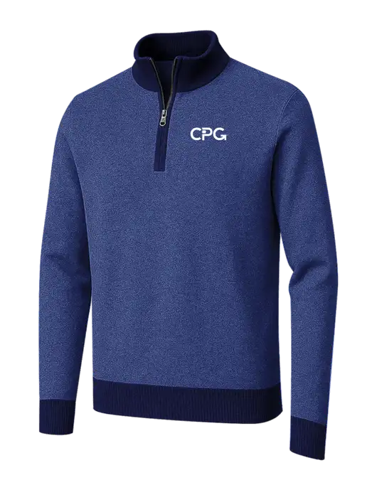 Brooks Brothers Navy/Dark Royal Washable Merino Birdseye 1/4-Zip Sweater w/CPG Logo