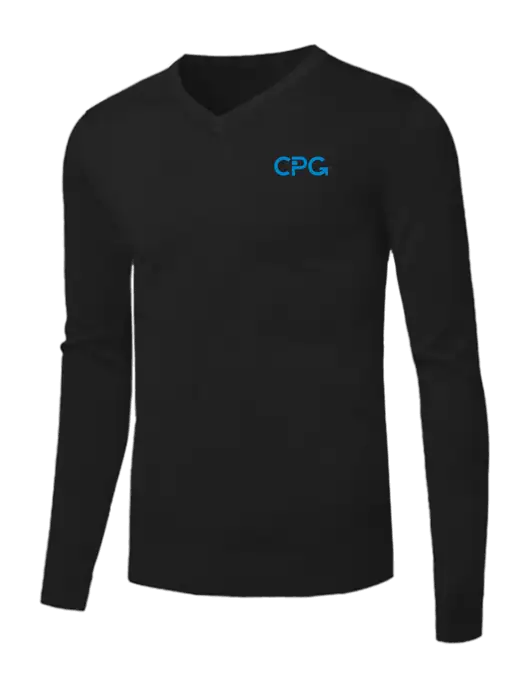 Brooks Brothers Black Washable Merino V-Neck Sweater w/CPG Logo