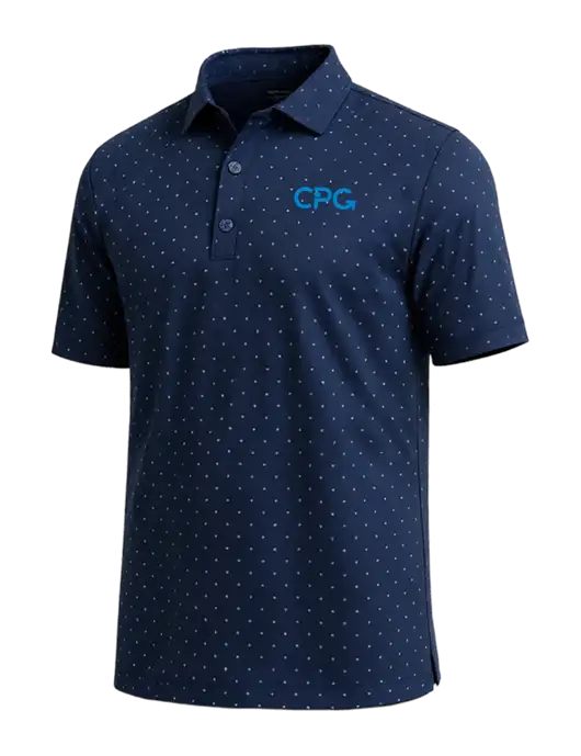 Callaway Micro Chev Dark Navy Print Polo w/CPG Logo