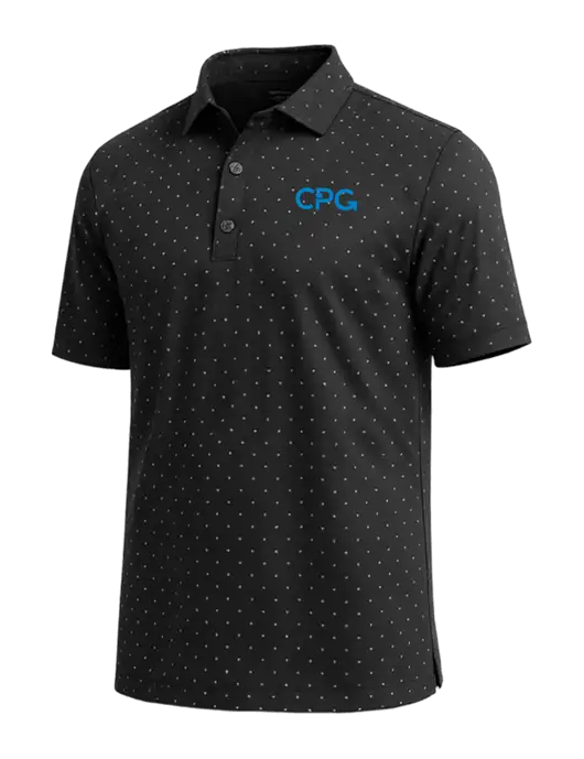 Callaway Micro Chev Black Print Polo w/CPG Logo