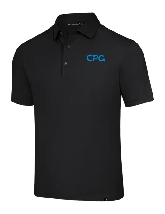 TravisMathew Black Glenview Solid Polo w/CPG Logo