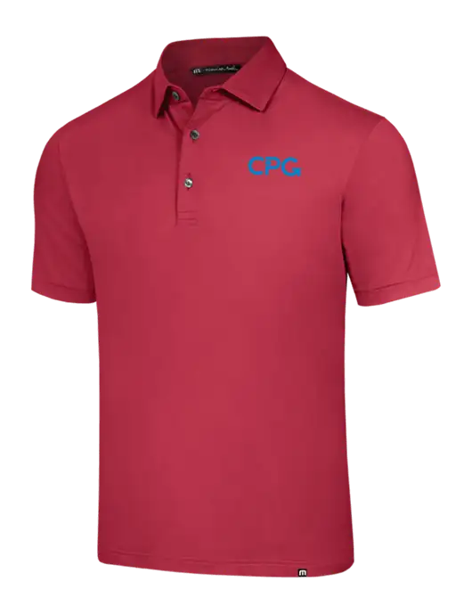 TravisMathew Red Glenview Solid Polo w/CPG Logo