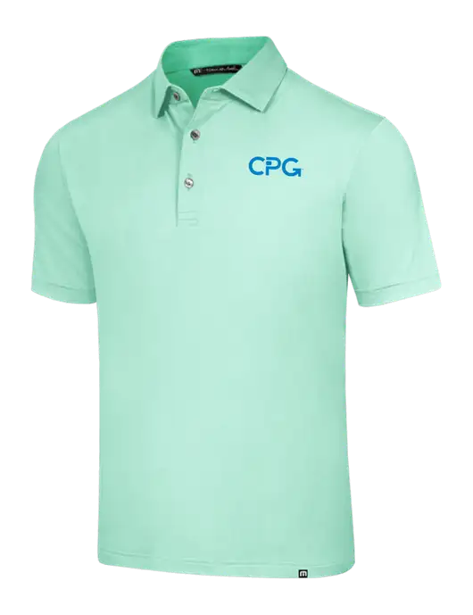 TravisMathew Very Light Green Glenview Solid Polo w/CPG Logo