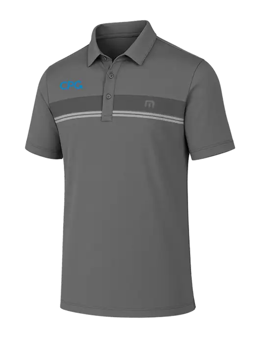 TravisMathew Medium Grey Glenview Stripe Polo w/CPG Logo