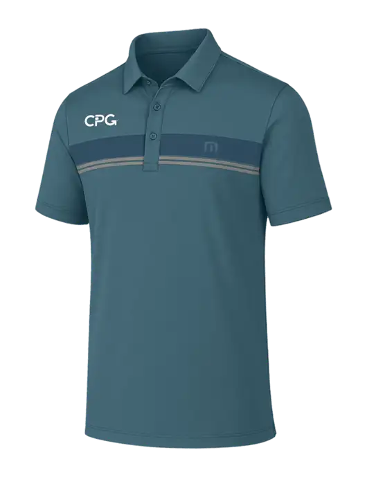 TravisMathew Sapphire Medium Dark Glenview Stripe Polo w/CPG Logo