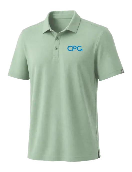 TravisMathew Light Green Heather Coto Performance Polo w/CPG Logo
