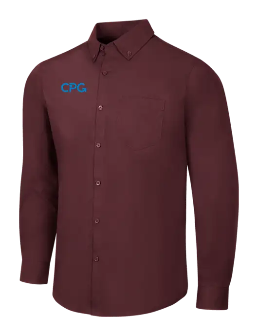 Maroon Long Sleeve Carefree Poplin Shirt w/CPG Logo