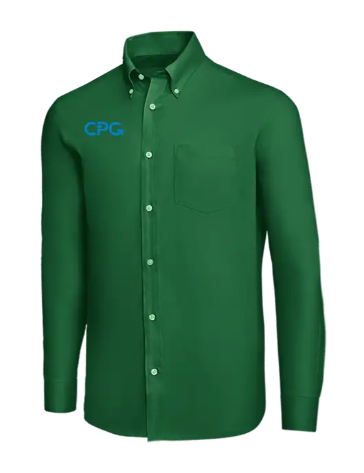 Brooks Brothers Medium Green Wrinkle-Free Stretch Nailhead Shirt w/CPG Logo