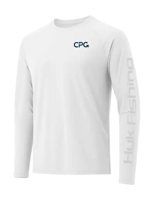 HUK White LoPro Pursuit Long Sleeve T-Shirt w/CPG Logo