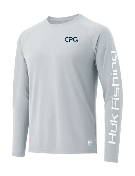 HUK Light Grey LoPro Pursuit Long Sleeve T-Shirt w/CPG Logo