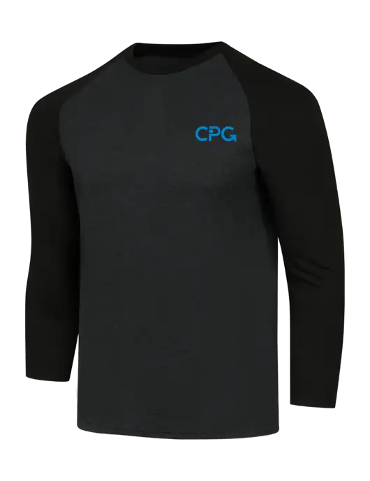 Simply Soft 3/4 Sleeve Black/Black Frost Ring Spun Cotton T-Shirt w/CPG Logo