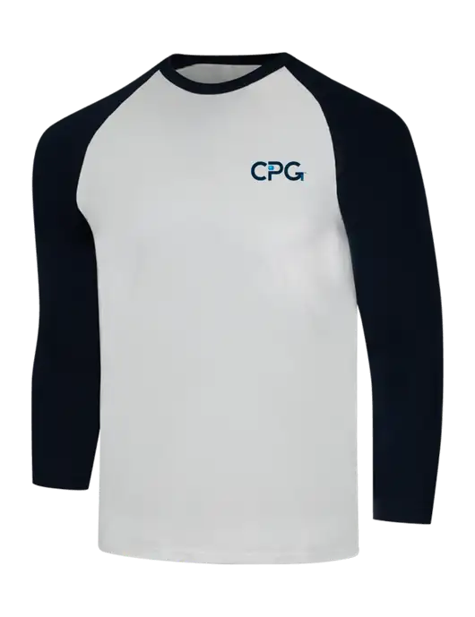Simply Soft 3/4 Sleeve Black/White Ring Spun Cotton T-Shirt w/CPG Logo