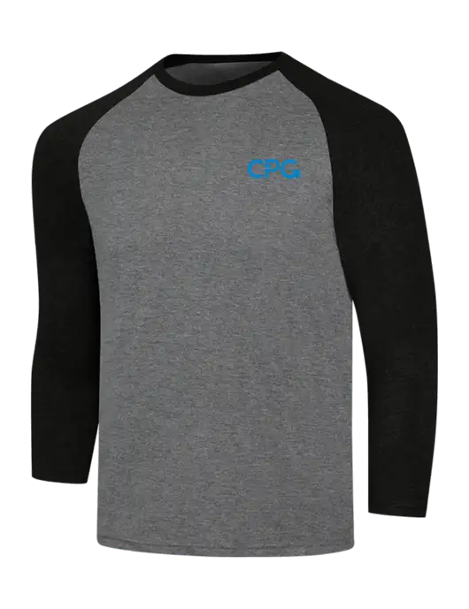 Simply Soft 3/4 Sleeve Black Frost/Grey Frost Ring Spun Cotton T-Shirt w/CPG Logo