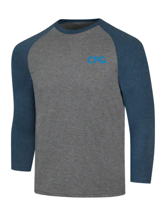 Simply Soft 3/4 Sleeve Navy Frost/Grey Frost Ring Spun Cotton T-Shirt w/CPG Logo
