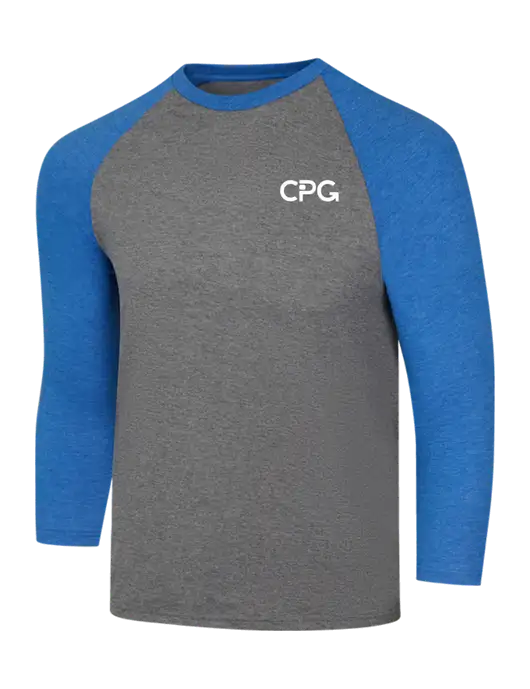 Simply Soft 3/4 Sleeve Royal Frost/Grey Frost Ring Spun Cotton T-Shirt w/CPG Logo