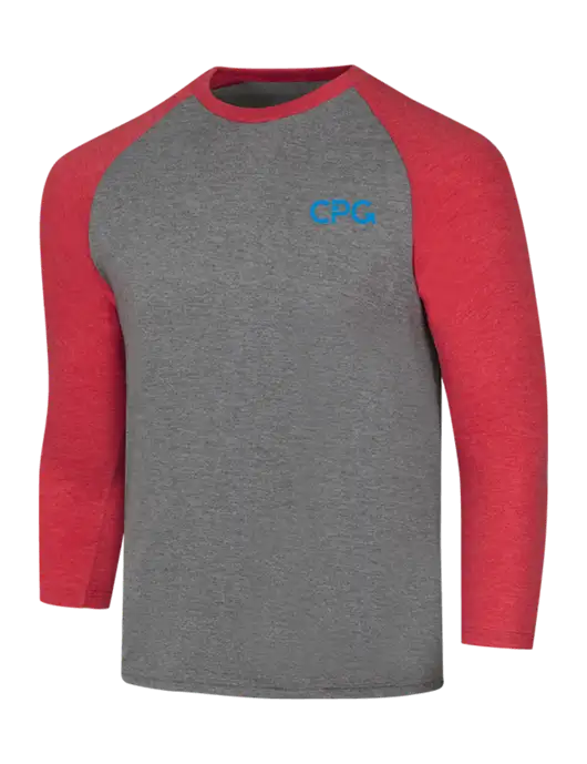 Simply Soft 3/4 Sleeve Red Frost/Grey Frost Ring Spun Cotton T-Shirt w/CPG Logo