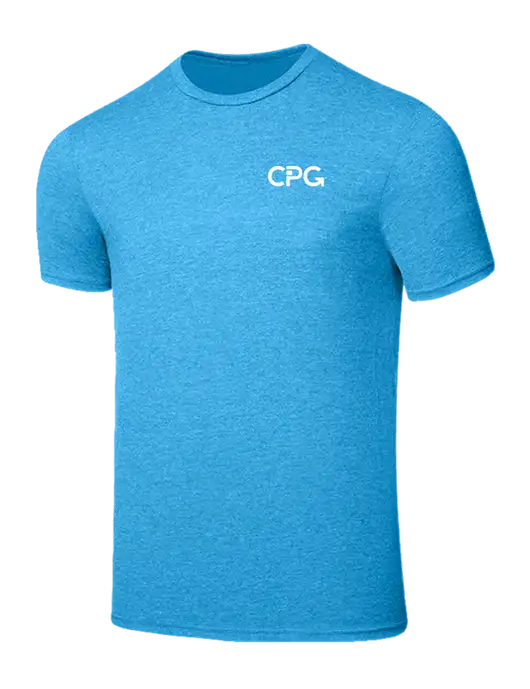 Seriously Soft Heathered Sapphire Blue T-Shirt w/CPG Logo
