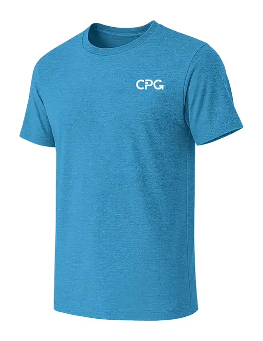 BELLA+CANVAS Heather Sapphire CVC Short Sleeve Tee w/CPG Logo