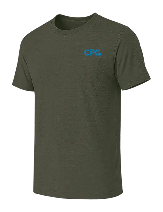 BELLA+CANVAS Heather Dark Military Green CVC Short Sleeve Tee w/CPG Logo