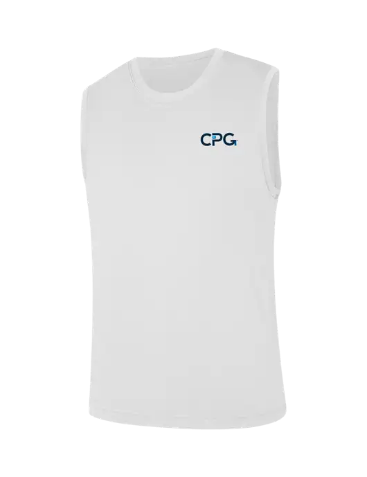 Sleeveless White PosiCharge Competitor Tee w/CPG Logo