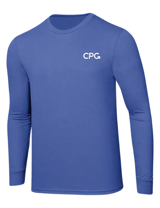 Simply Soft Long Sleeve Royal Frost 4.5 oz, Poly/Combed Ring Spun Cotton T-Shirt w/CPG Logo
