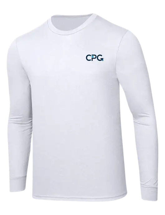 Simply Soft Long Sleeve White 4.5 oz, Poly/Combed Ring Spun Cotton T-Shirt w/CPG Logo