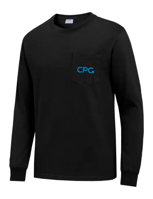 Black Long Sleeve Heavyweight 6.1 oz Pocket T-Shirt w/CPG Logo
